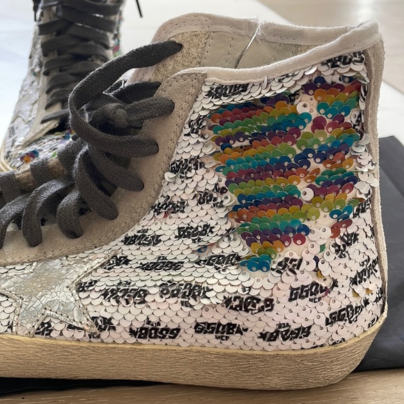 Golden Goose Women's Francy Sequined High Top Sneakers (size 38) - Picture 9 of 14